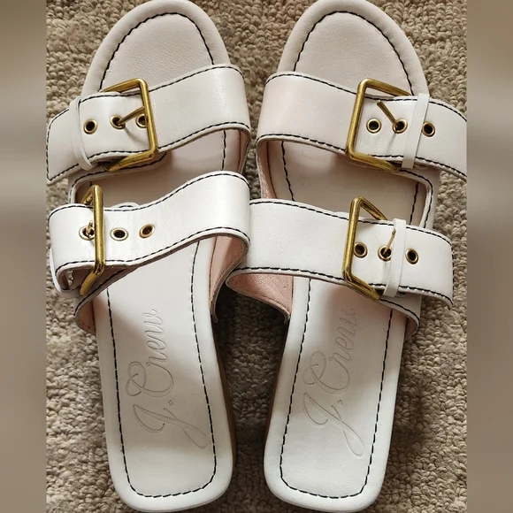 J CREW Real Leather Double Strap Wood Clog Mule Sandal 6.5 boho hippie festival - Picture 6 of 8